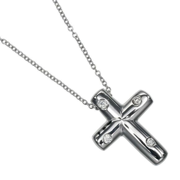 Tiffany & Co. Jewelry - Tiffany & Co. Cross Pendant Platinum And Diamonds Silver Platinum Necklace